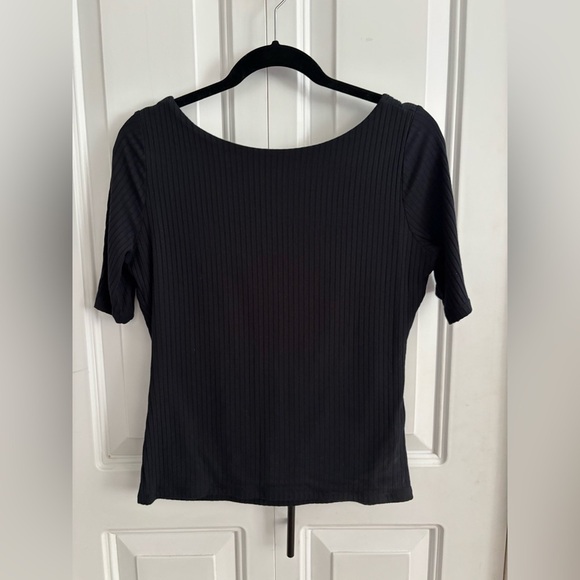 Half-Sleeve Wide Rib Boatneck Top - Picture 2 of 5